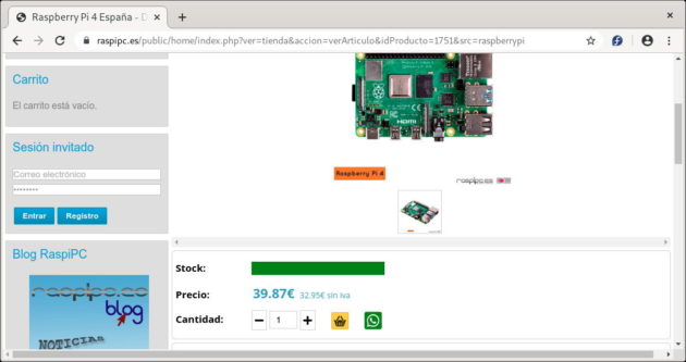 Raspberry Pi 4 con 2GB de RAM en raspic.es