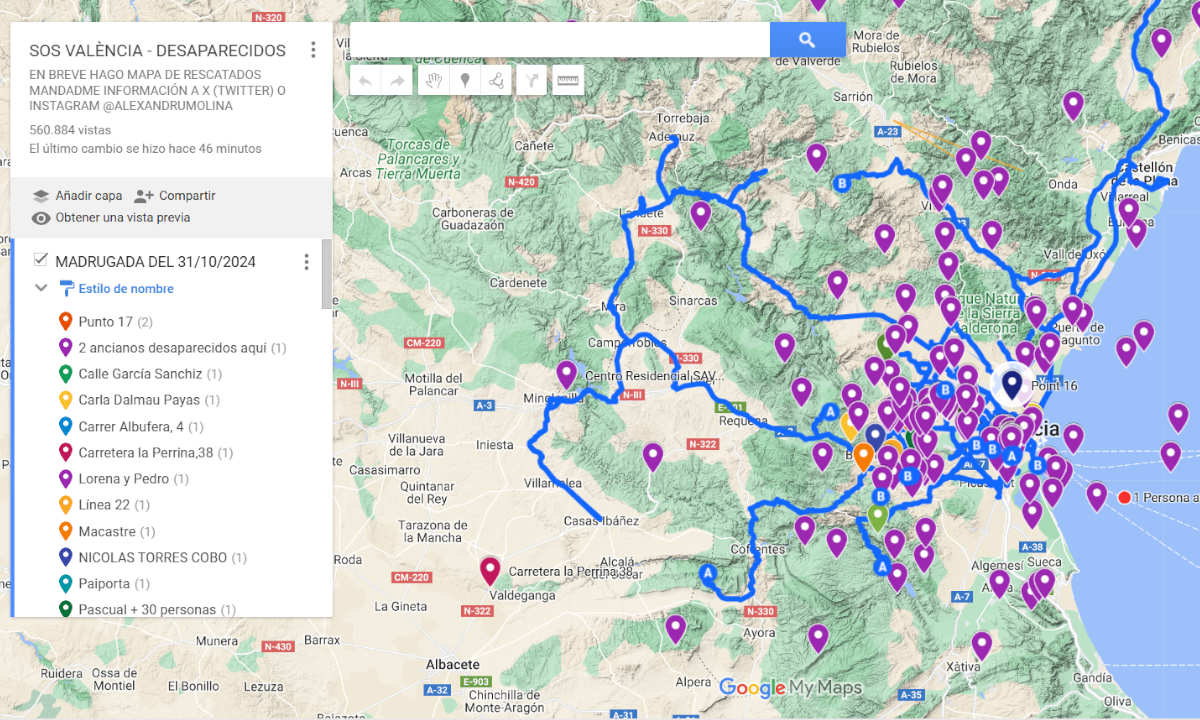 SOS Valencia, un mapa para la búsqueda de desaparecidos